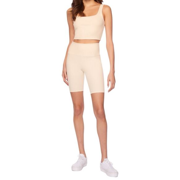 Susana Monaco Rib Biker Short in Cream Small - Picture 3 of 9